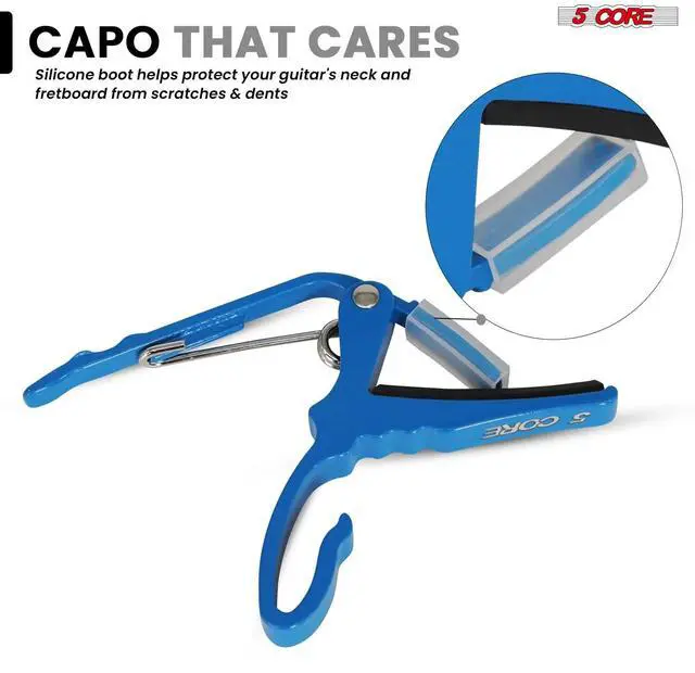Alt view image 4 of 7 - 5Core Capo Acoustic Electric Guitar String Clip Banjo Mandolin Or Ukulele + 6Pcs Guitar Picks Celluloid Puas Para Guitarra + Carry Bag - CAPO AL BLU