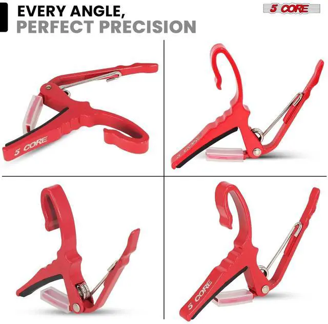 Alt view image 5 of 7 - 5Core Capo Acoustic Electric Guitar String Clip Banjo Mandolin Or Ukulele + 6Pcs Guitar Picks Celluloid Puas Para Guitarra + Carry Bag - CAPO AL RED
