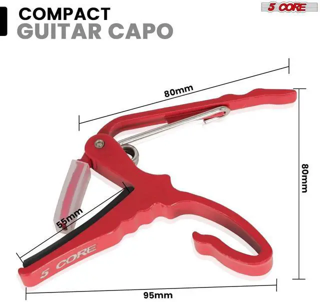 Alt view image 6 of 7 - 5Core Capo Acoustic Electric Guitar String Clip Banjo Mandolin Or Ukulele + 6Pcs Guitar Picks Celluloid Puas Para Guitarra + Carry Bag - CAPO AL RED