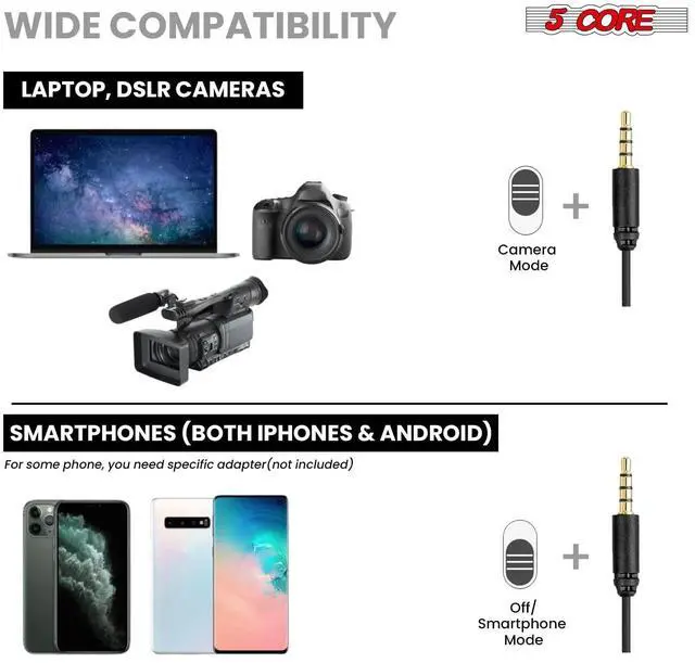 Alt view image 6 of 7 - 5 Core Professional Lavalier Mic, Microphone for Phone, Clip on Lav Microfono TikTok CM 001 ADP