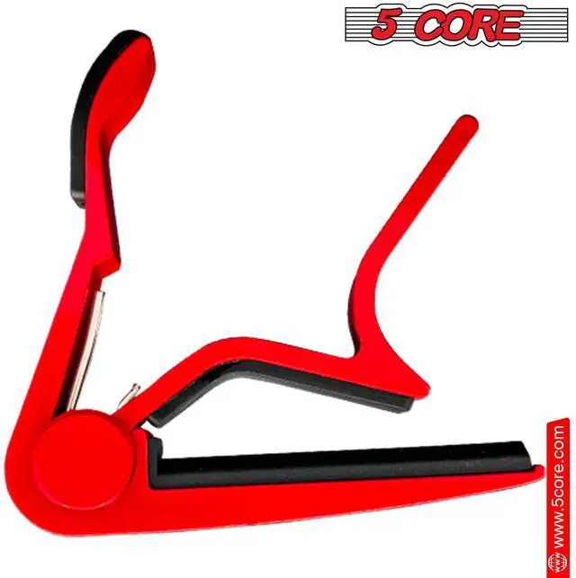 Alt view image 4 of 7 - 5CORE Capo Acoustic Electric Guitar 6 String Quick And Easy Adjustment Classic Clip - Banjo Mandolin Or Ukulele Capotraste Para Guitarra - CAPO RED