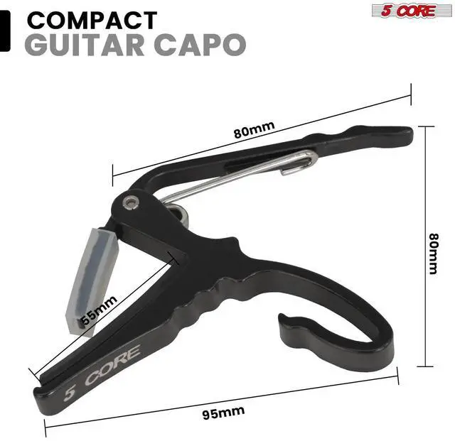 Alt view image 6 of 7 - 5Core Capo Acoustic Electric Guitar String Clip Banjo Mandolin Or Ukulele + 6Pcs Guitar Picks Celluloid Puas Para Guitarra + Carry Bag - CAPO AL BLK