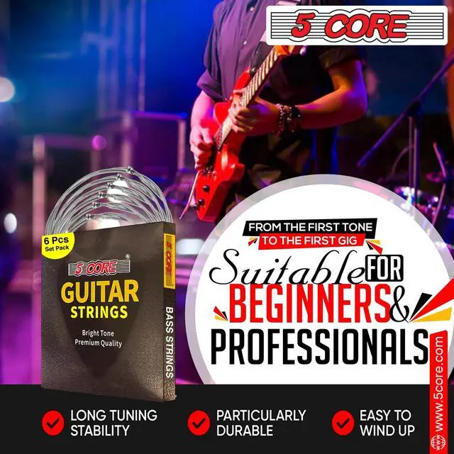 Alt view image 6 of 7 - 5 Core Bass Guitar Strings Brass Phosphor Bronze Extra Light Gauge (.032.128) High Carbon Steel Core Bright & Powerful Tone 6 String Set for All Bass Guitars - GS EL BSS 6PCS