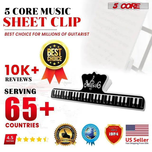 Alt view image 7 of 7 - 5 Core Music Sheet Page Holder Clip Black Durable Plastic Music Score Fixed Clips - MUS CLIP 1PC