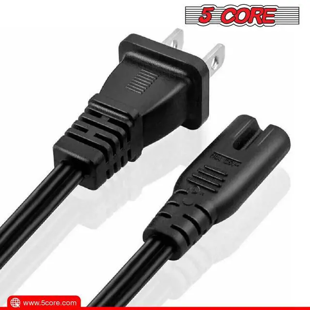 Alt view image 2 of 7 - 5 Core Extra Long 12ft 2 Prong Non-Polarized AC Wall Power Cable 2 Slot Cord for HP Dell Samsung Sony Asus Acer Toshiba Laptop Charger LED LCD Monitor Replacement Power Cord PP 1002