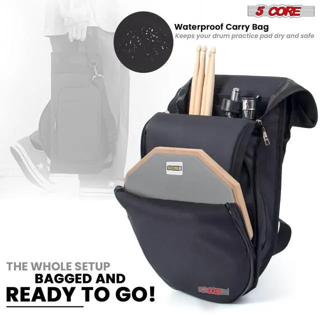 Alt view image 6 of 7 - 5 Core Drum Practice Pad Set 12" Adjustable Snare Drumming Stand Double Sided Silent Drummer Kit - DPAD COMBO GREY