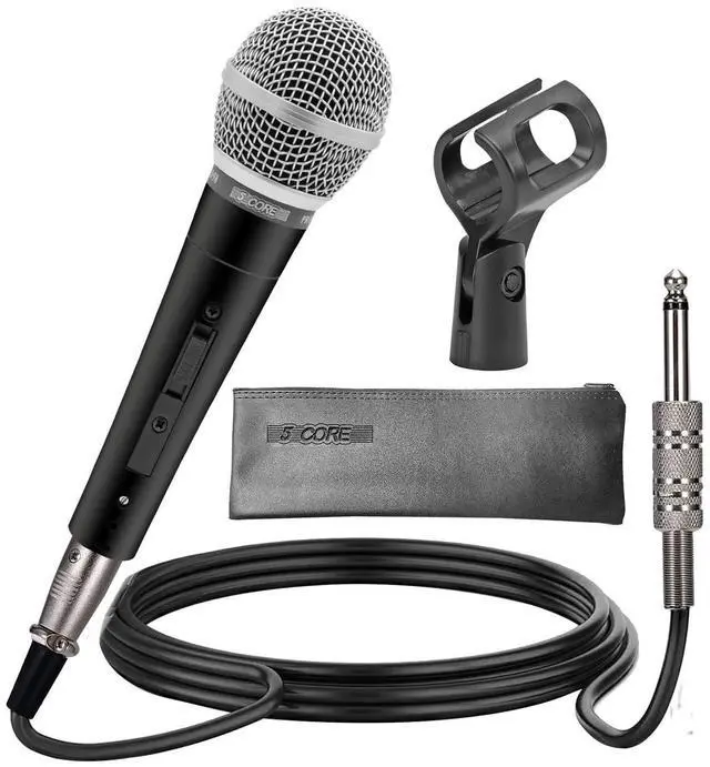 Main image of 5 Core Premium Vocal Dynamic Cardioid Handheld Microphone Neodymium Magnet Unidirectional Mic, 16ft Detachable XLR Deluxe Cable to ¼ Audio Jack, Mic Clip, On/Off Switch for Karaoke Singing ND-58