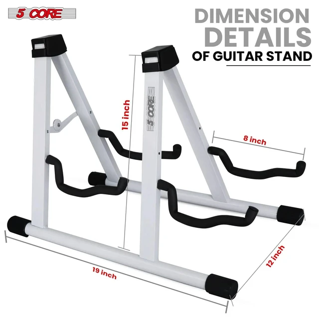 Alt view image 6 of 7 - 5 Core Double Guitar Stand Floor Adjustable Heavy Duty A Frame Universal Folding Acoustic Electric Bass Mandolin Banjo Violin Holder Stands For On Stage Studio GSS 2N1 WH
