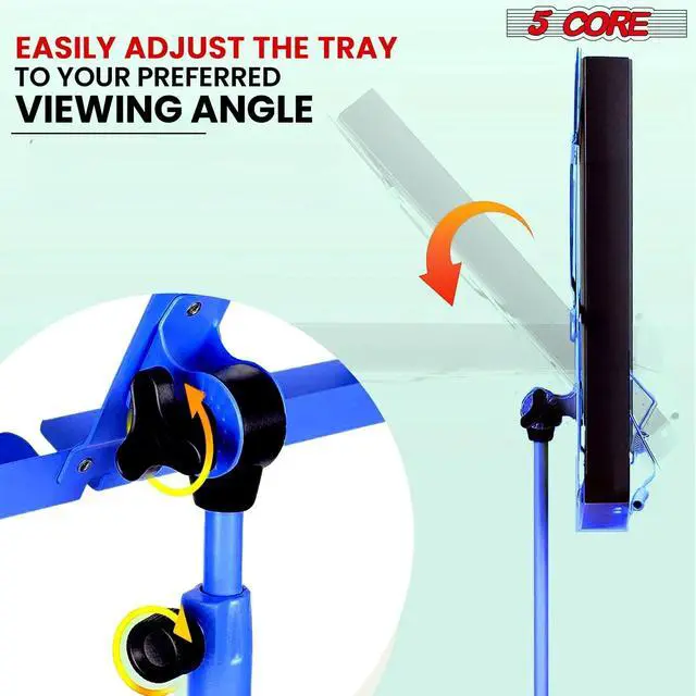 Alt view image 4 of 7 - 5 Core Sheet Music Stand 2 in 1 Dual Use Professional Portable Adjustable 28-67 Inch Folding Music Note Holder Tripod Stands Blue - MUS FLD 4S BLU WLGT