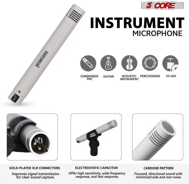 Alt view image 4 of 7 - 5 Core Drum Microphone Kit 9Pc All Metal Drummer Mics Tom/Snare & Cymbals Wired Instrument Drums Set