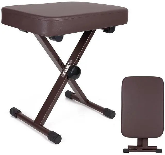Main image of 5 Core Keyboard Bench 3 Inch Padded Cushioned Piano Stool Height Adjustable Guitar Seat Heavy Duty Folding Portable Musician Chair W Nonslip Rubber Feet Brown - KBB BR HD