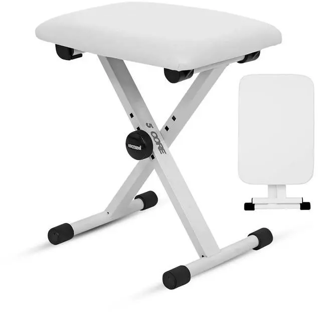 Main image of 5Core Portable Piano Keyboard Music X-Style Adjustable Padded Stool Chair Seat Bench White DS 02 WH