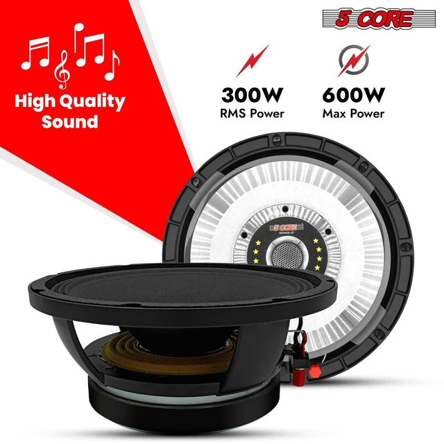 Alt view image 2 of 7 - 5 Core 10" Subwoofer Speaker 300W RMS Full Range Car Audio Sub Woofer 4 Ohm Bass Replacement Driver
