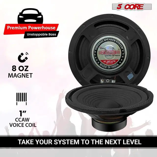 Alt view image 4 of 7 - 5 Core 6.5 Inch Subwoofer Pair 300W Peak 4OHM Car Audio Replacement Speaker Sub Woofer High Sensitivity Powerful Bass Bocinas para Carro - WF 672 2 PCS