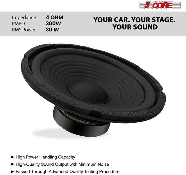 Alt view image 7 of 7 - 5 Core 6.5 Inch Subwoofer Pair 300W Peak 4OHM Car Audio Replacement Speaker Sub Woofer High Sensitivity Powerful Bass Bocinas para Carro - WF 672 2 PCS