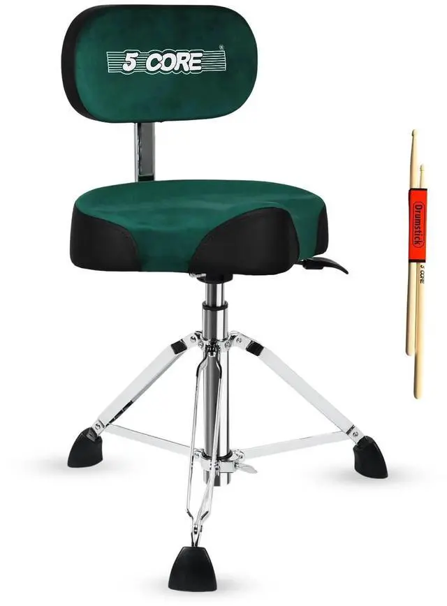 Main image of 5 Core Drum Throne w Backrest 4" Padded Stool Adjustable 24.5" Drummer Chair w 441Lb Capacity