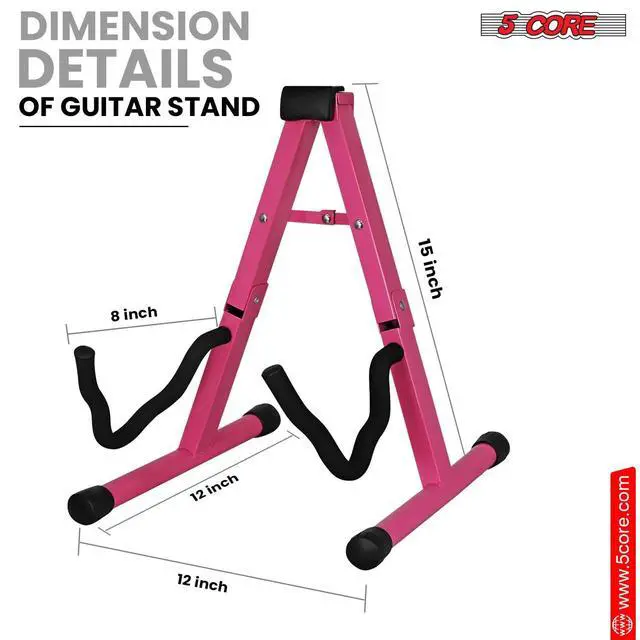 Alt view image 5 of 7 - 5 Core Guitar Stand A Frame Shape w Soft Foam Arms Non Slip Rubber Supports Acoustic Electric Bass Ukulele Banjo Foldable for School Studio Stage Concerts Pink - GSS BPNK 1PC
