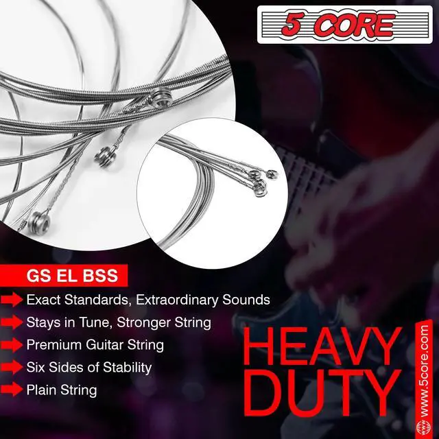 Alt view image 5 of 7 - 5 Core Electric Guitar Strings Brass Phosphor Bronze Extra Light Gauge (.009.042) High Carbon Steel Core Bright & Powerful Tone 6 String Set for All Electric Guitars - GS EL