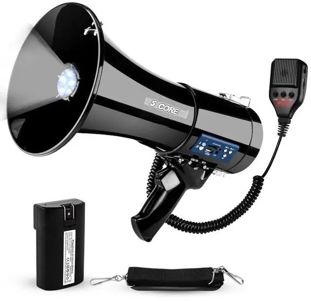Main image of 5 Core Megaphone Bullhorn 50W Speaker w Bluetooth Siren Adjustable Volume Loud Portable PA System