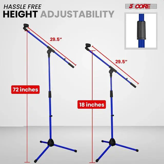 Alt view image 2 of 7 - 5 Core Tripod Mic Stand Adjustable Holder Floor Microphone Boom Arm