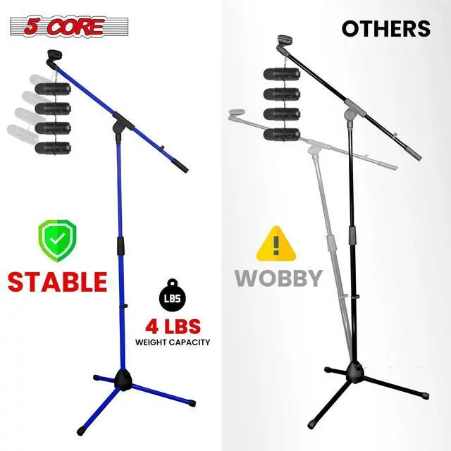 Alt view image 7 of 7 - 5 Core Tripod Mic Stand Adjustable Holder Floor Microphone Boom Arm