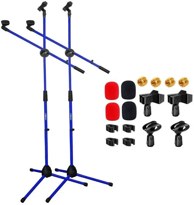 Alt view image 2 of 7 - 5 Core Mic Stand 4 Pcs Floor Height Adjustable Tripod Microphone Stands w Extending Telescoping Boom Arm