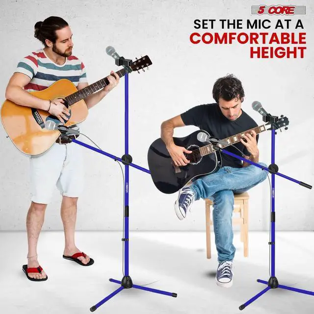 Alt view image 6 of 7 - 5 Core Mic Stand 4 Pcs Floor Height Adjustable Tripod Microphone Stands w Extending Telescoping Boom Arm