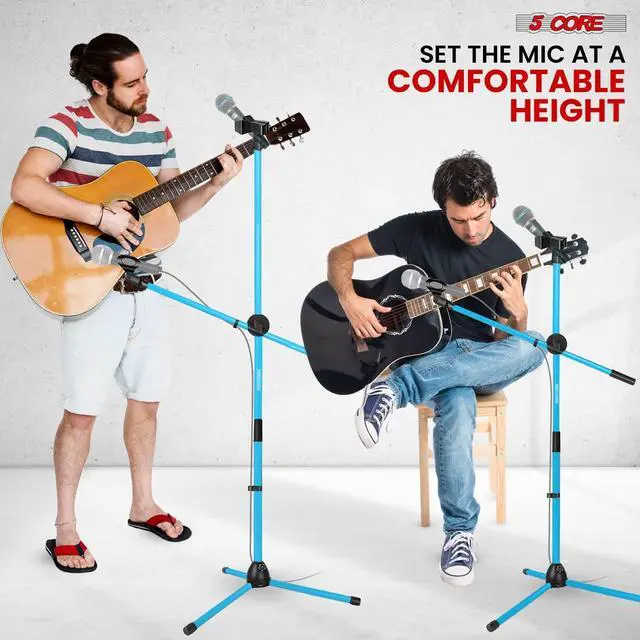 Alt view image 5 of 7 - 5 Core Mic Stand Floor Height 4Pcs Adjustable Tripod Microphone Stands w Extending Telescoping Boom Arm