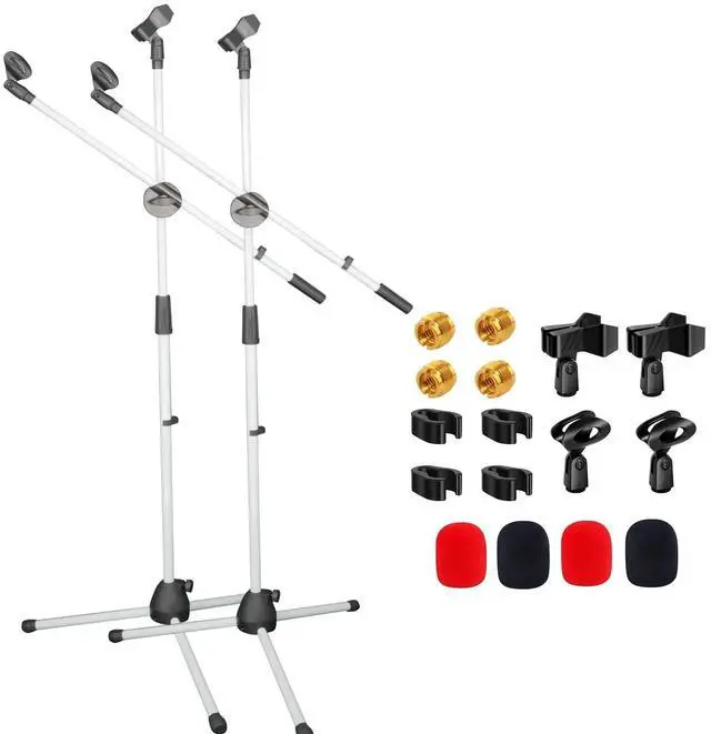 Main image of 5 Core Microphone Stand Floor Pair Universal Adjustable 63" Tripod Mic Stands w Boom Arm
