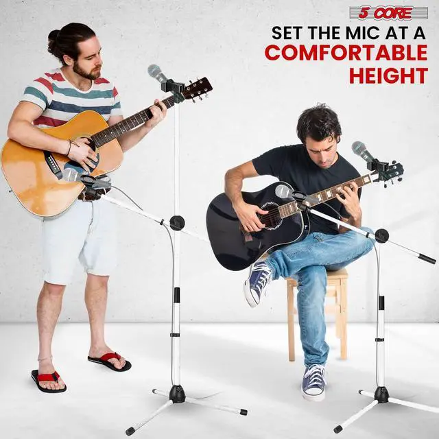 Alt view image 4 of 7 - 5 Core Microphone Stand Floor Pair Universal Adjustable 63" Tripod Mic Stands w Boom Arm