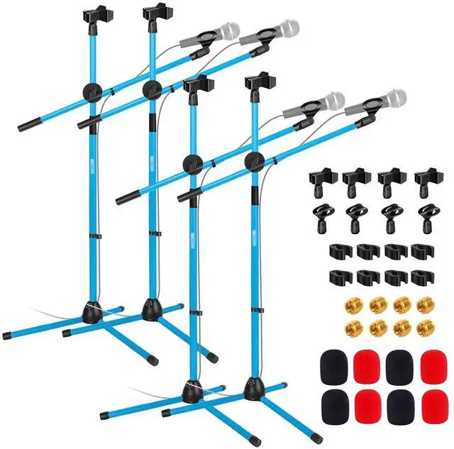 Main image of 5 Core Mic Stand Floor Height 4Pcs Adjustable Tripod Microphone Stands w Extending Telescoping Boom Arm