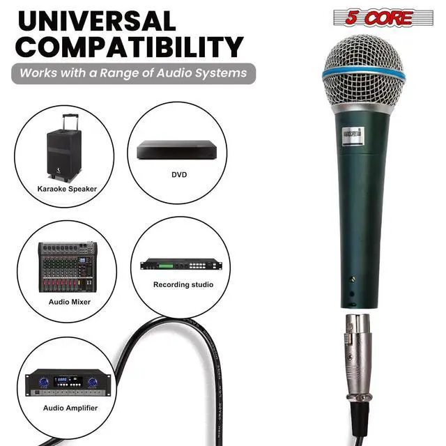 Alt view image 3 of 7 - 5 Core Microphone Professional Dynamic Mic for Karaoke Singing XLR Wired Micrófono for Stage Studio