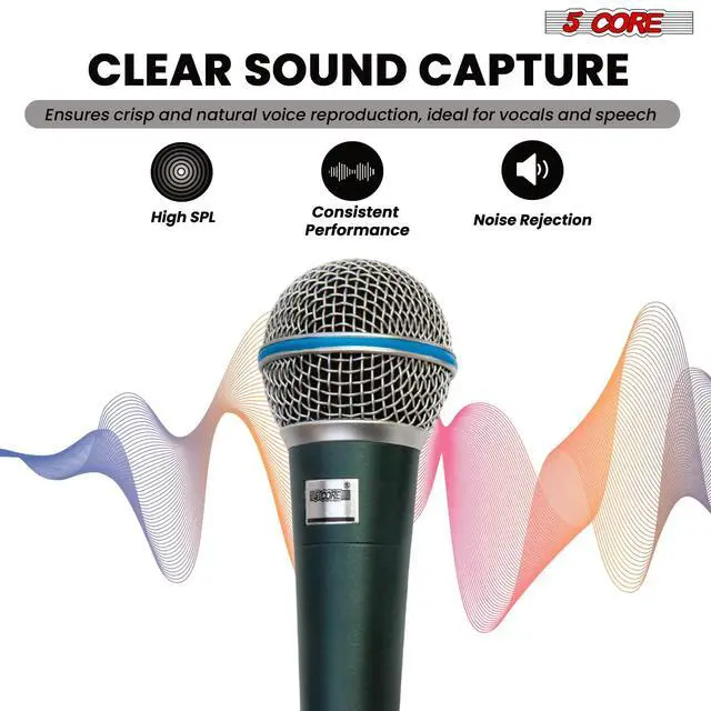 Alt view image 6 of 7 - 5 Core Microphone Professional Dynamic Mic for Karaoke Singing XLR Wired Micrófono for Stage Studio
