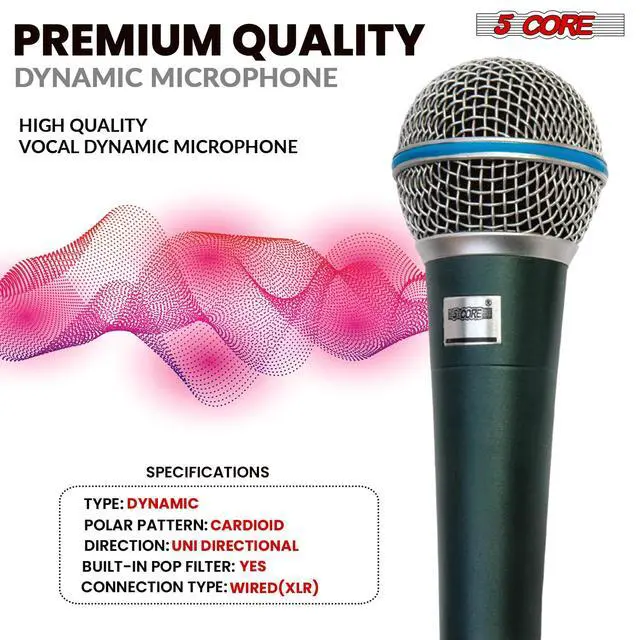 Alt view image 7 of 7 - 5 Core Microphone Professional Dynamic Mic for Karaoke Singing XLR Wired Micrófono for Stage Studio