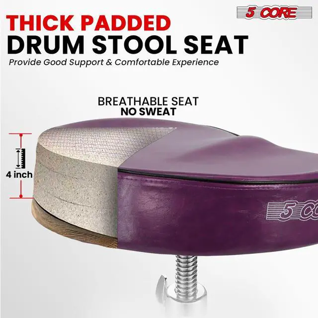 Alt view image 2 of 7 - 5 Core Drum Throne Padded Guitar Stool Saddle Drummer Seat for Adults & Kids