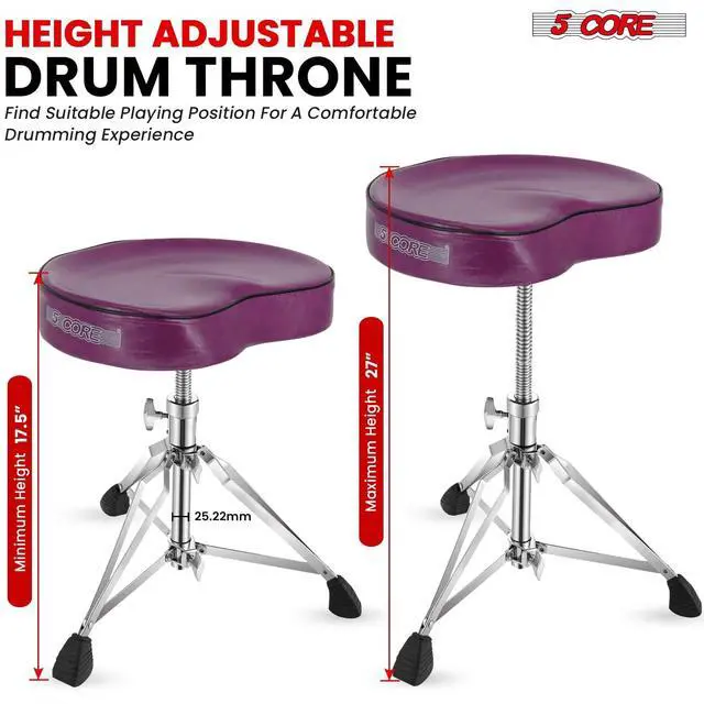Alt view image 4 of 7 - 5 Core Drum Throne Padded Guitar Stool Saddle Drummer Seat for Adults & Kids
