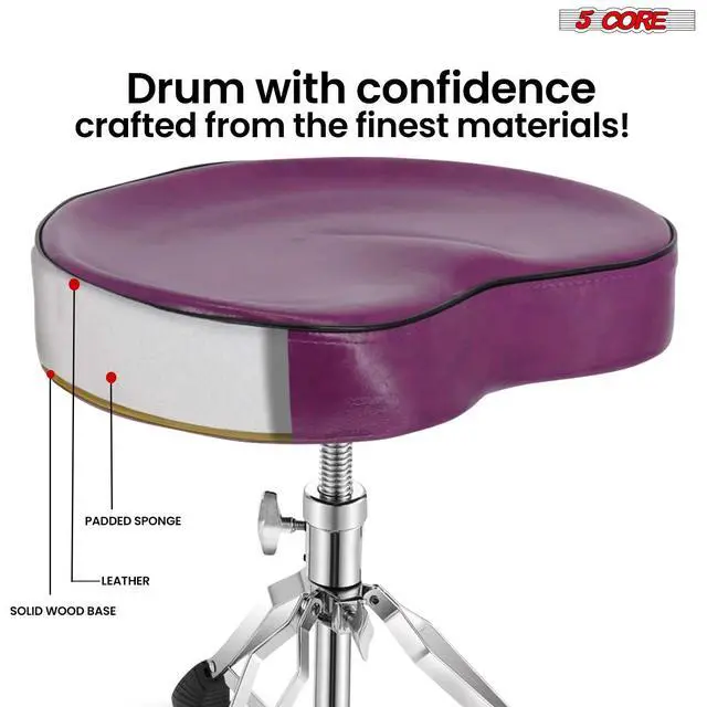 Alt view image 5 of 7 - 5 Core Drum Throne Padded Guitar Stool Saddle Drummer Seat for Adults & Kids