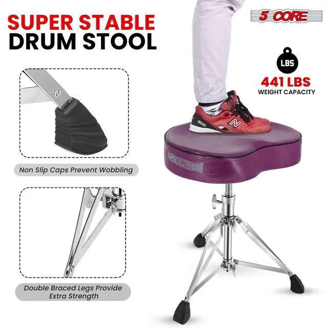 Alt view image 6 of 7 - 5 Core Drum Throne Padded Guitar Stool Saddle Drummer Seat for Adults & Kids