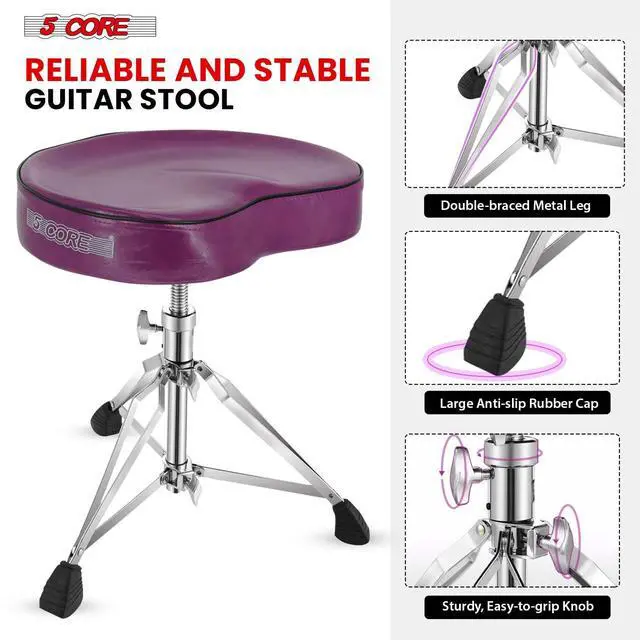 Alt view image 7 of 7 - 5 Core Drum Throne Padded Guitar Stool Saddle Drummer Seat for Adults & Kids