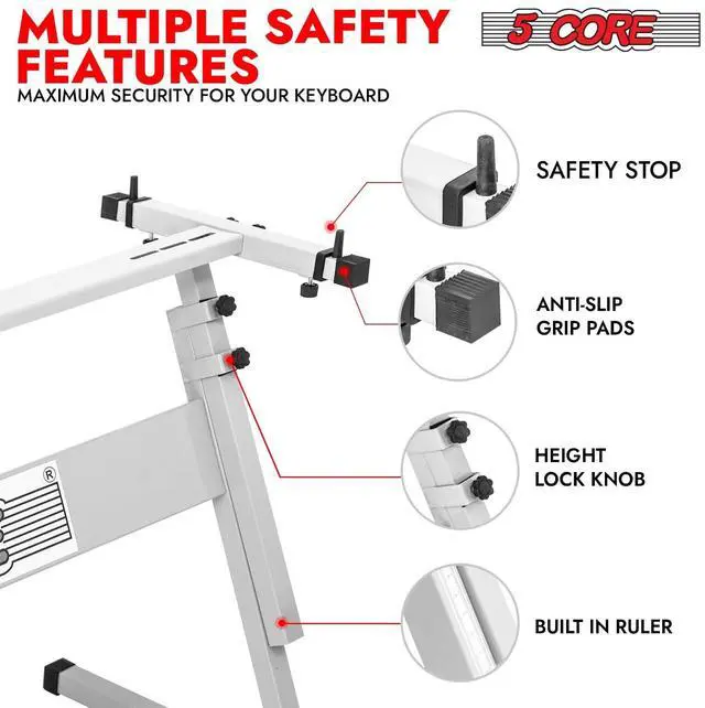 Alt view image 3 of 7 - 5 Core Keyboard Stand Z Style Height Adjustable Sturdy Piano Riser Lift Holder Stands