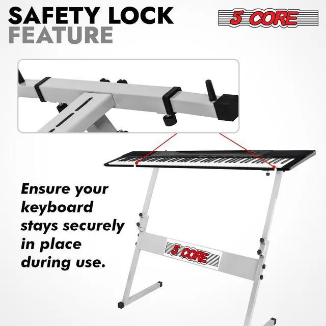 Alt view image 7 of 7 - 5 Core Keyboard Stand Z Style Height Adjustable Sturdy Piano Riser Lift Holder Stands
