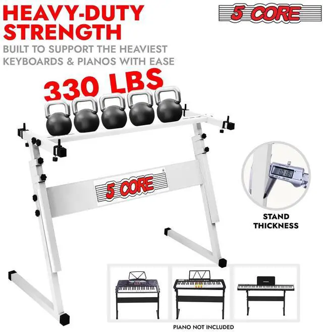 Alt view image 5 of 7 - 5 Core Keyboard Stand Z Style Height Adjustable Sturdy Piano Riser Lift Holder Stands