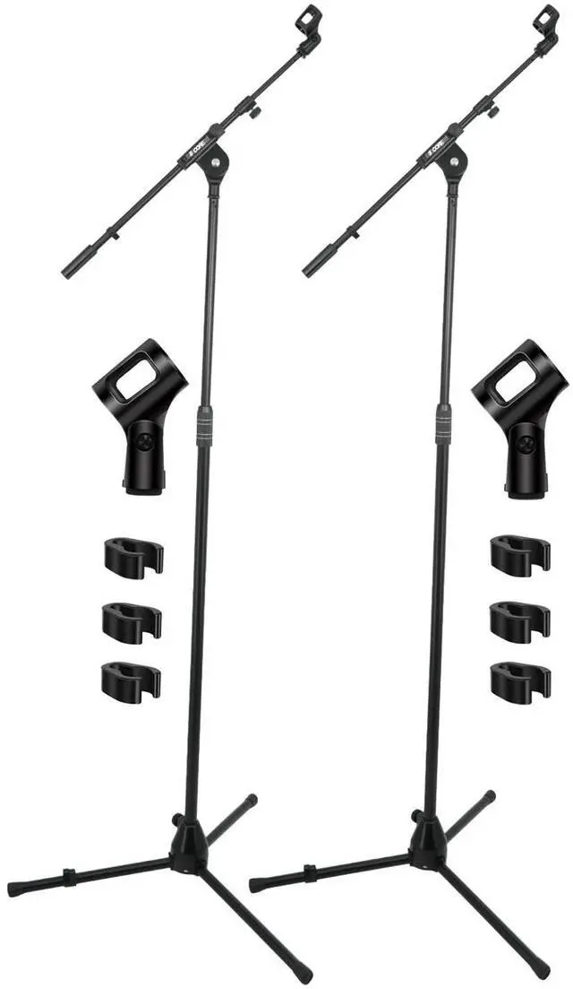 Main image of 5 Core Mic Stand 2Pcs Adjustable Microphone Stands Floor w 180° Rotating Telescoping Metal Boom Arm