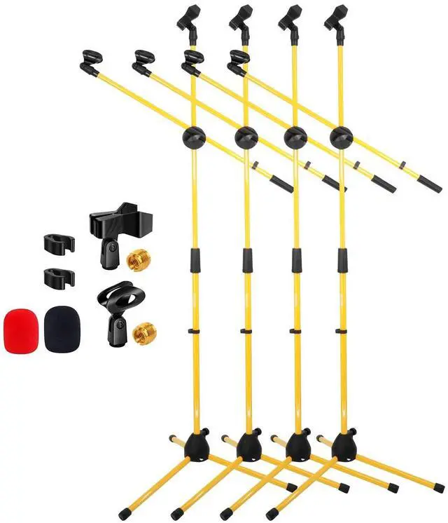 Main image of 5 Core Microphone Stand Floor 4Pcs Universal Adjustable 63" Tripod Mic Stands w Boom Arm