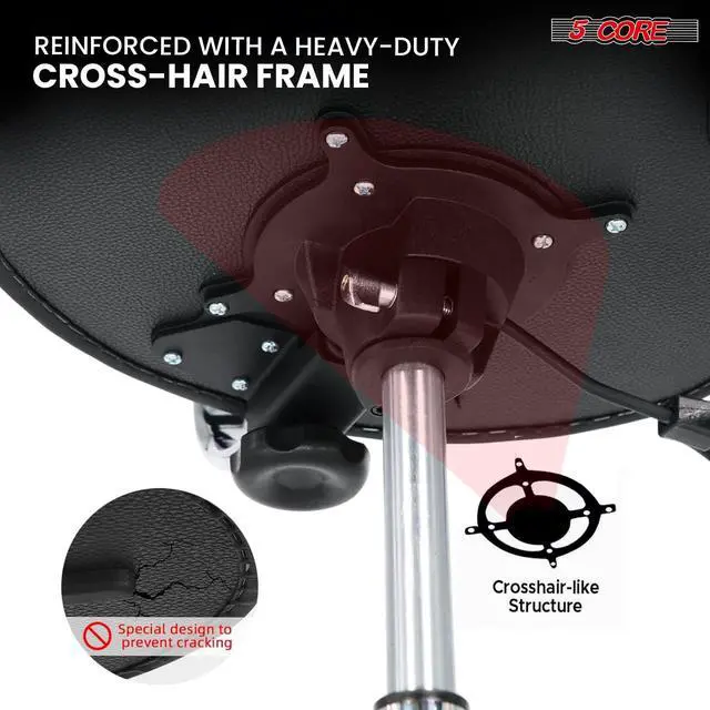 Alt view image 6 of 7 - 5 Core Drum Throne w Backrest 4" Padded Stool Adjustable 24.5" Drummer Chair w 441Lb Capacity