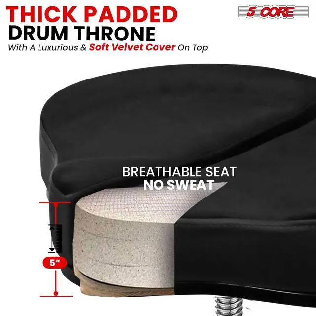Alt view image 2 of 7 - 5 Core Drum Throne Padded Guitar Stool Backrest Drummer Seat for Adults & Kids