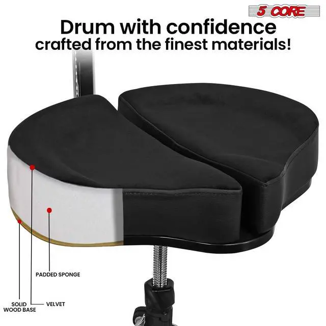 Alt view image 6 of 7 - 5 Core Drum Throne Padded Guitar Stool Backrest Drummer Seat for Adults & Kids