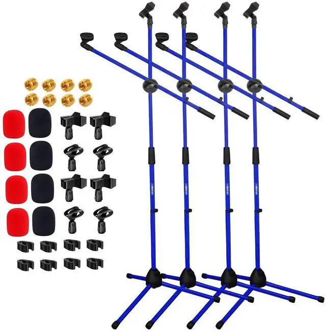Main image of 5 Core Mic Stand 4 Pcs Floor Height Adjustable Tripod Microphone Stands w Extending Telescoping Boom Arm