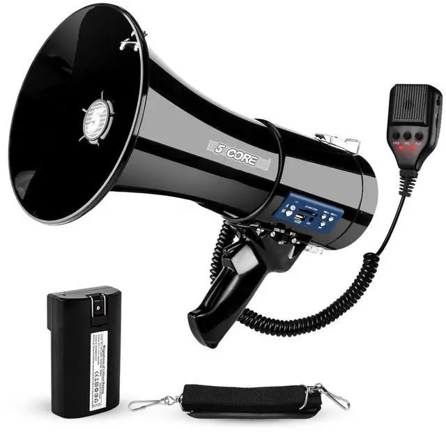 Main image of 5 Core Megaphone Bullhorn 50W Speaker w Bluetooth Siren Adjustable Volume Loud Portable PA System