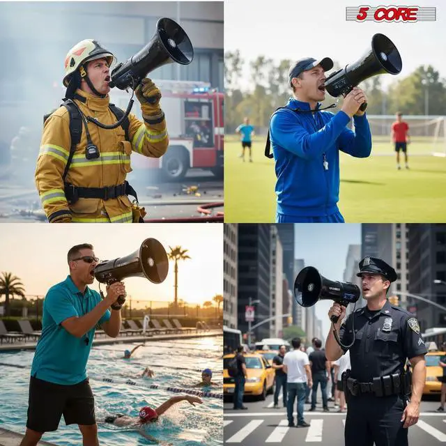 Alt view image 6 of 7 - 5 Core Megaphone Bullhorn 50W Speaker w Bluetooth Siren Adjustable Volume Loud Portable PA System